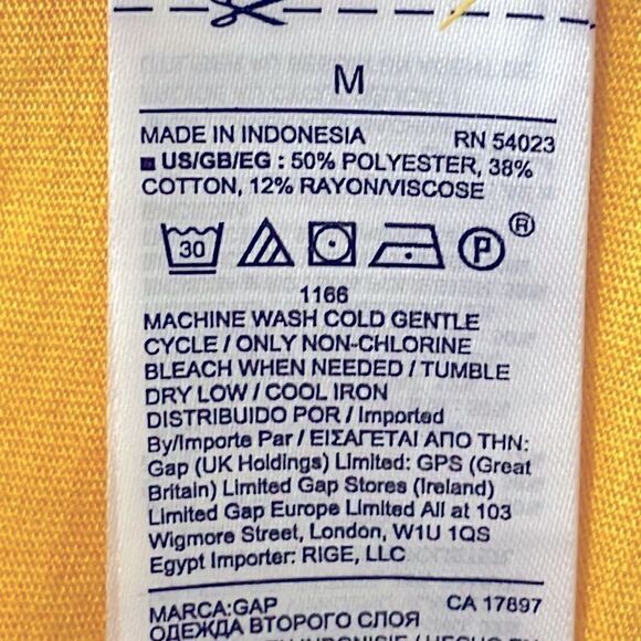 GAP yellow scoop neck flutter sleeve spring & summer dress M - Picture 7 of 8